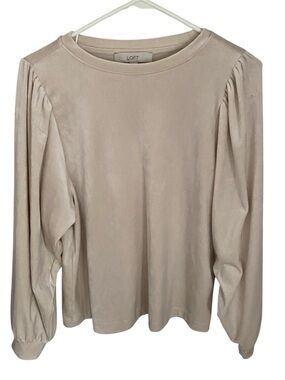 LOFT Cream Long Sleeve Top – Size Large – Soft Plush Knit – Like New